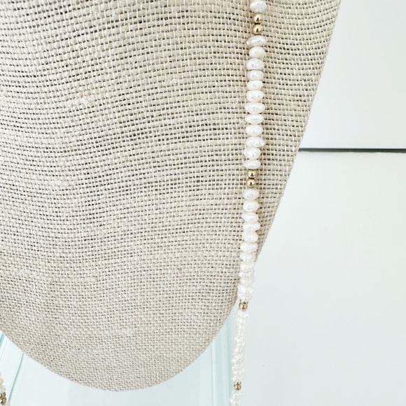 Genuine Pearl & Gold-Colored Bead Necklace White 38" - Picture 5 of 8